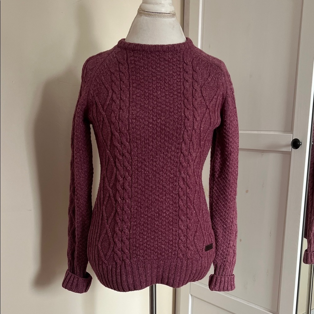 Barbour Beckwith Juniper Cable Knit Lambswool Blend Sweater UK 10/US 6